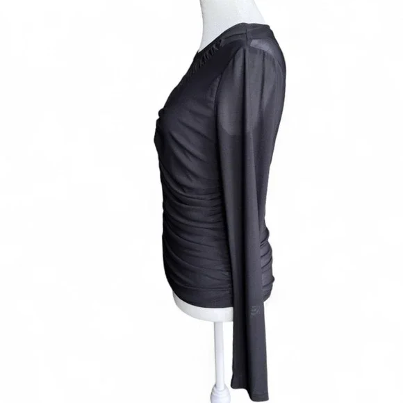 Circus NY Ruched Top Whimsigoth Fairygrunge Goth Emo Black Sheer‎ Mesh 90s Y2K M - Picture 13 of 16